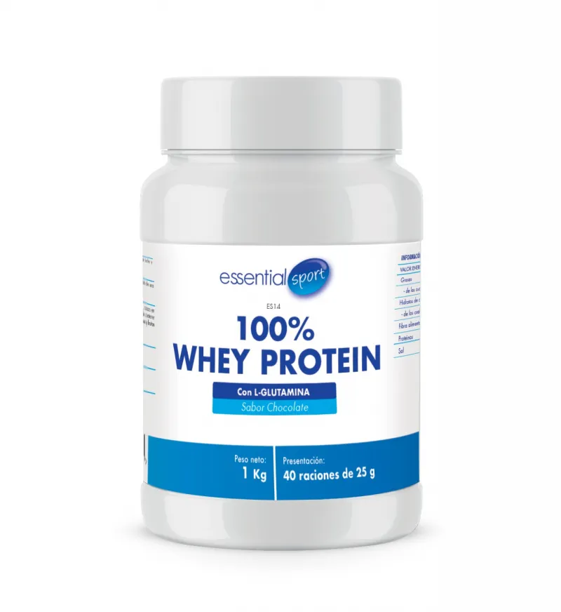 Proteína 100% WHEY PROTEIN con L-Glutamina, sabor chocolate (40 raciones).